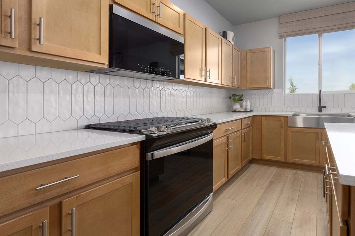 Plan 2391 Modeled - Recessed-panel birch cabinets