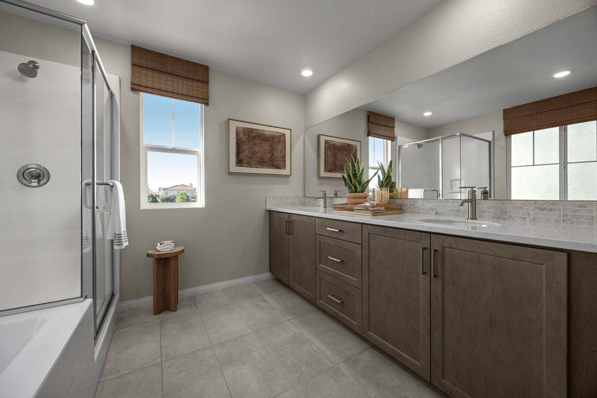 Plan 2219 Modeled - Optional extended vanity with drawer bank at primary bath