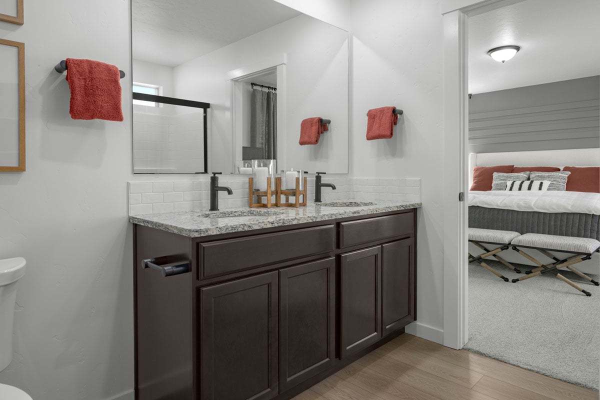 Plan 1910 Modeled - Dual-sink vanity at primary bath
