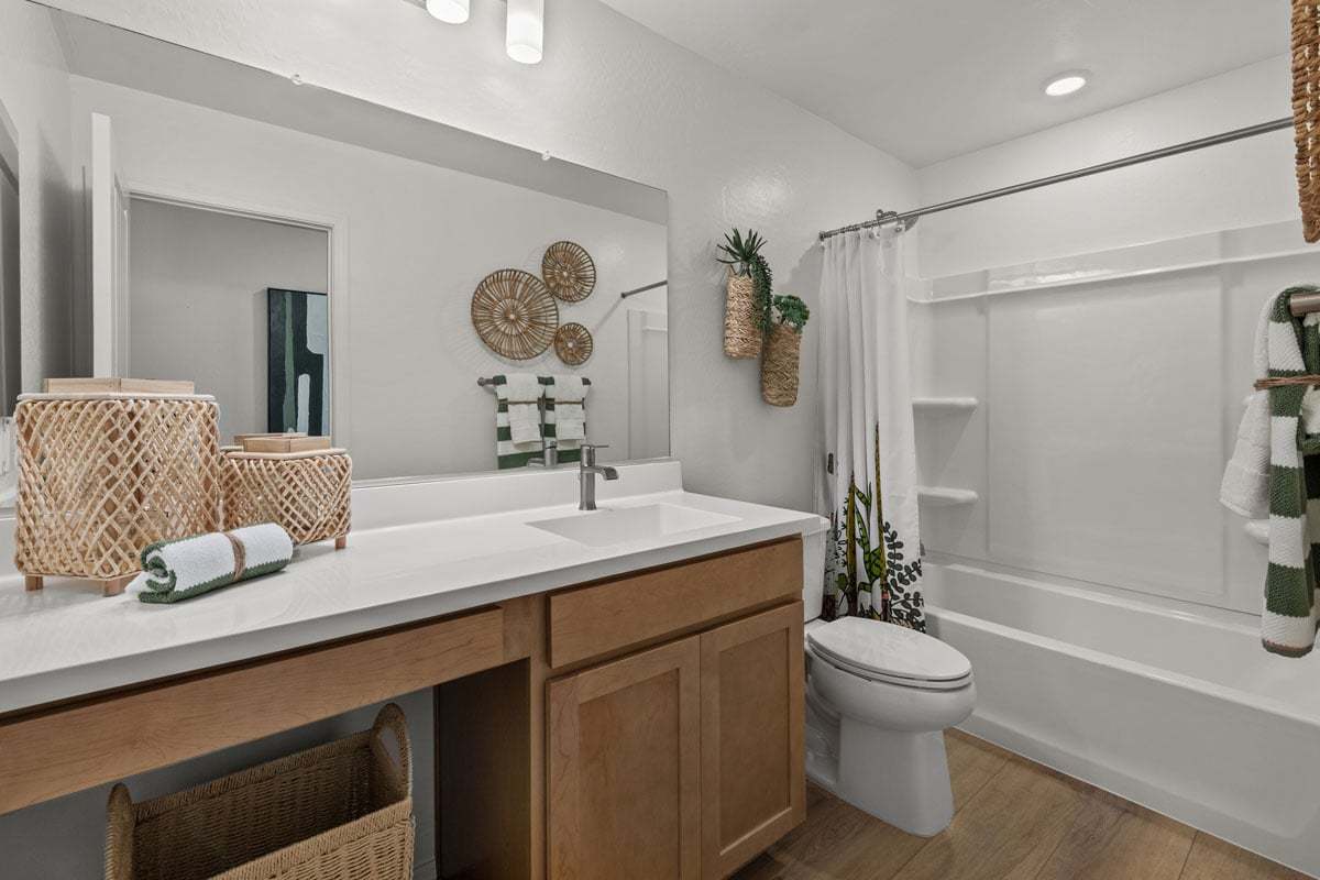 Plan 1849 Modeled - Extended vanity with knee space at secondary bath