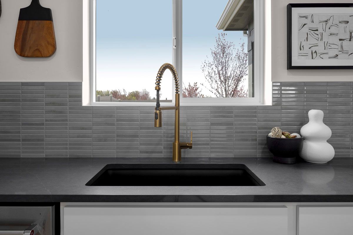 Plan 2326 Modeled - Brushed gold kitchen faucet
