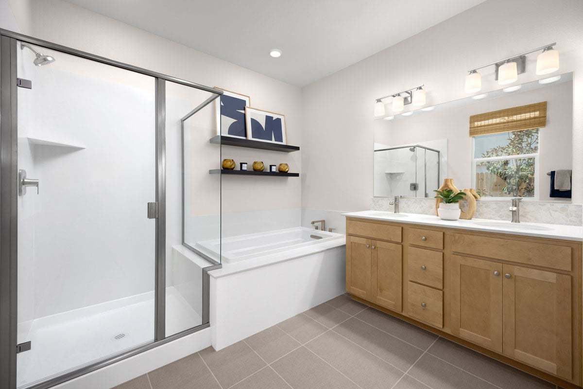 Plan 1934 Modeled - Soaking tub and separate shower at primary bath