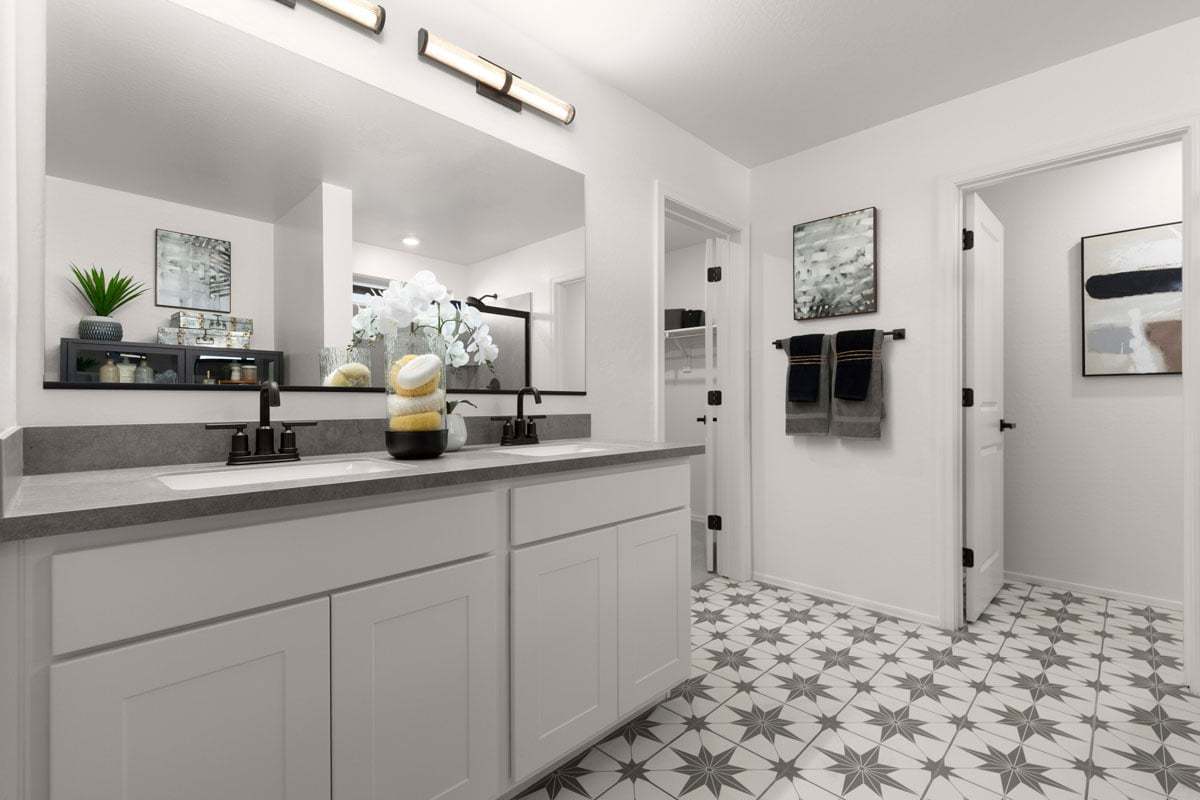 Plan 2063 Modeled - Dual-sink vanity at primary bath