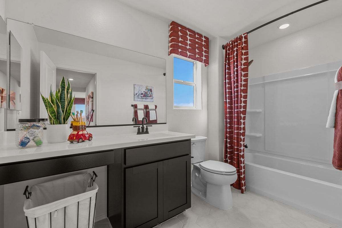 Plan 2373 Modeled - Extended vanity with knee space at secondary bath