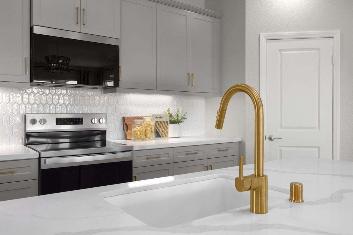 Plan 3119 Modeled - Optional gold kitchen faucet