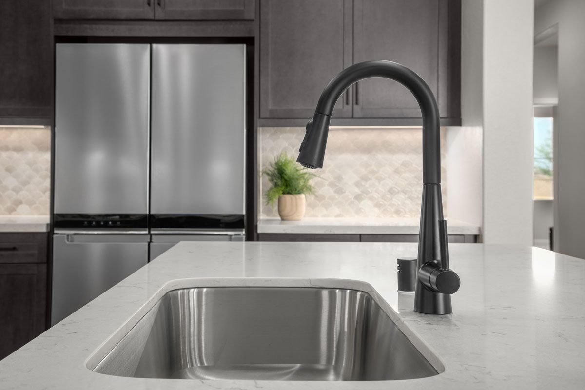 Plan 2026 Modeled - Optional black high-arc kitchen faucet