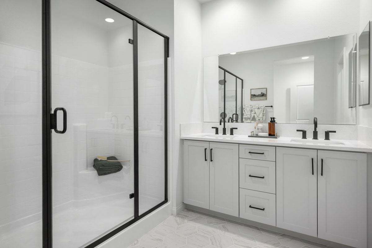 Plan 1448 Modeled - Optional black frame shower enclosure