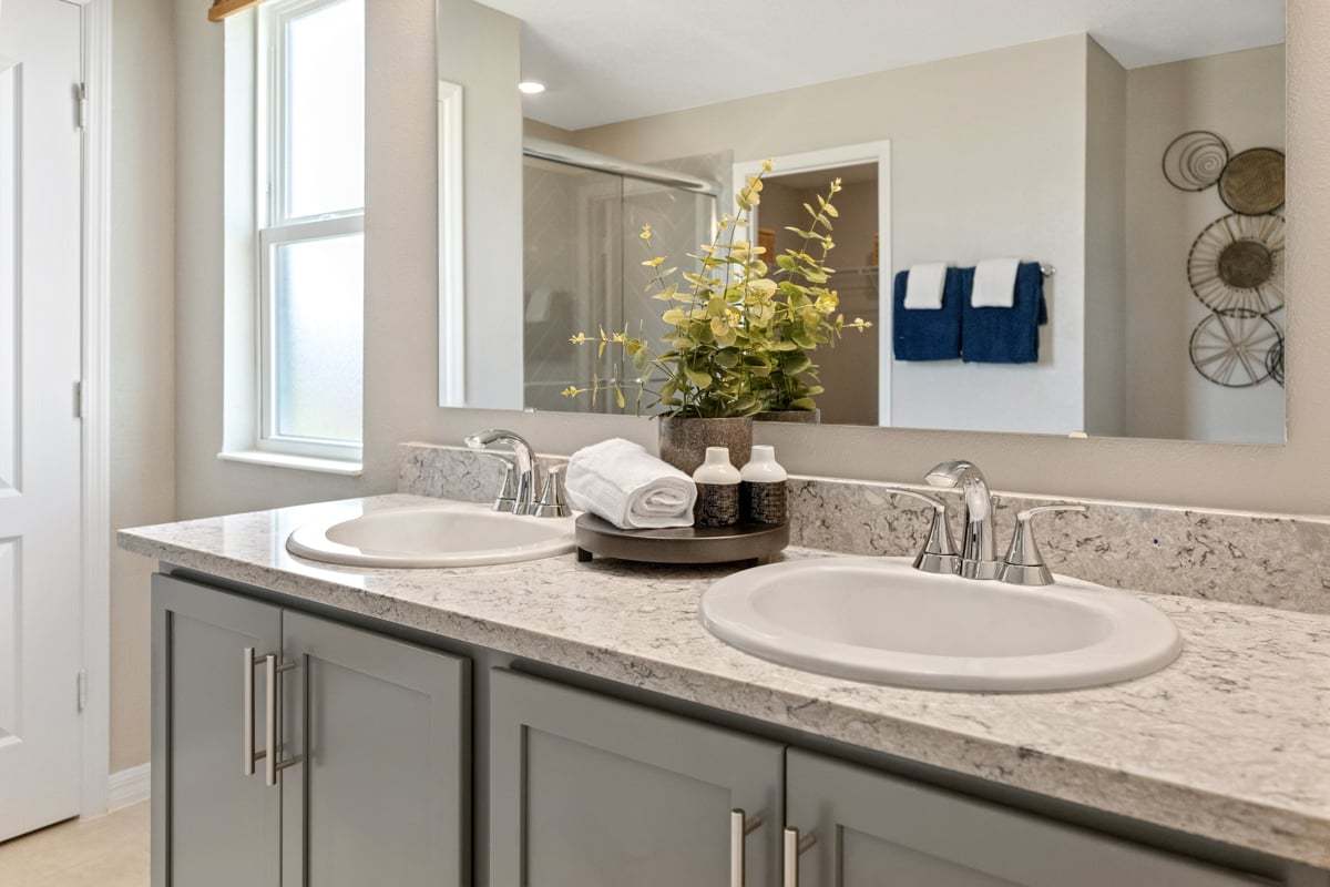Plan 2107 Modeled - Dual-sink vanity at primary bath