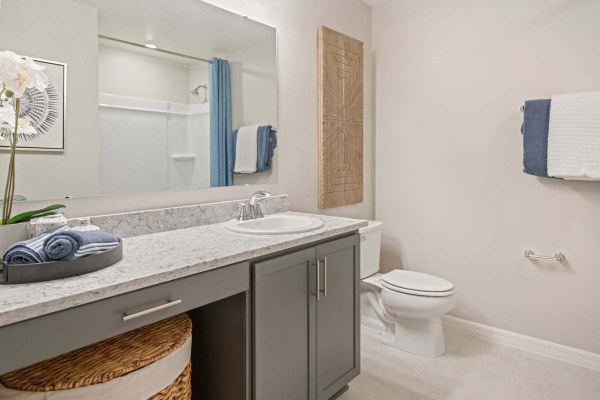 Plan 2107 Modeled - Extended vanity with knee space at bath 2