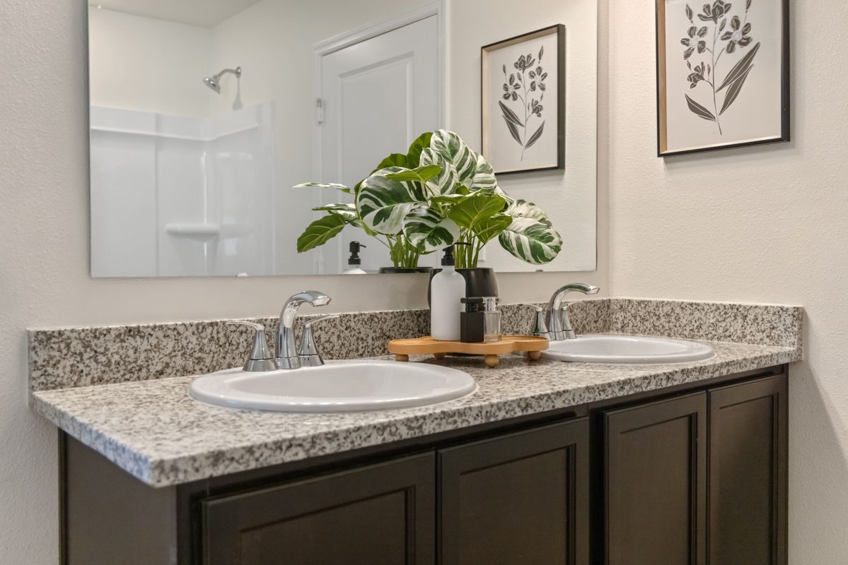 Plan 1511 Modeled - Dual-sink vanity at primary bath