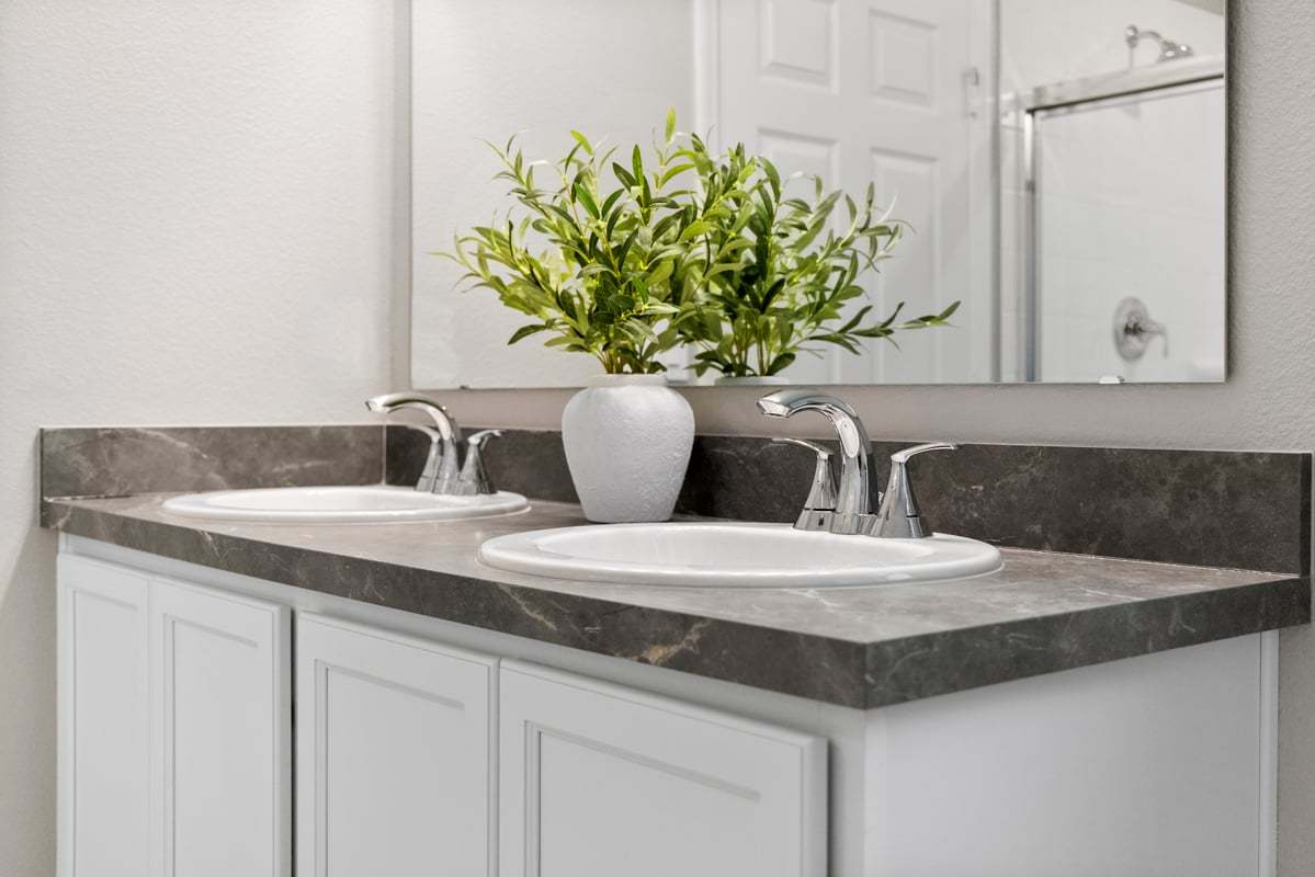 Plan 1501 Modeled - Dual-sink vanity at primary bath