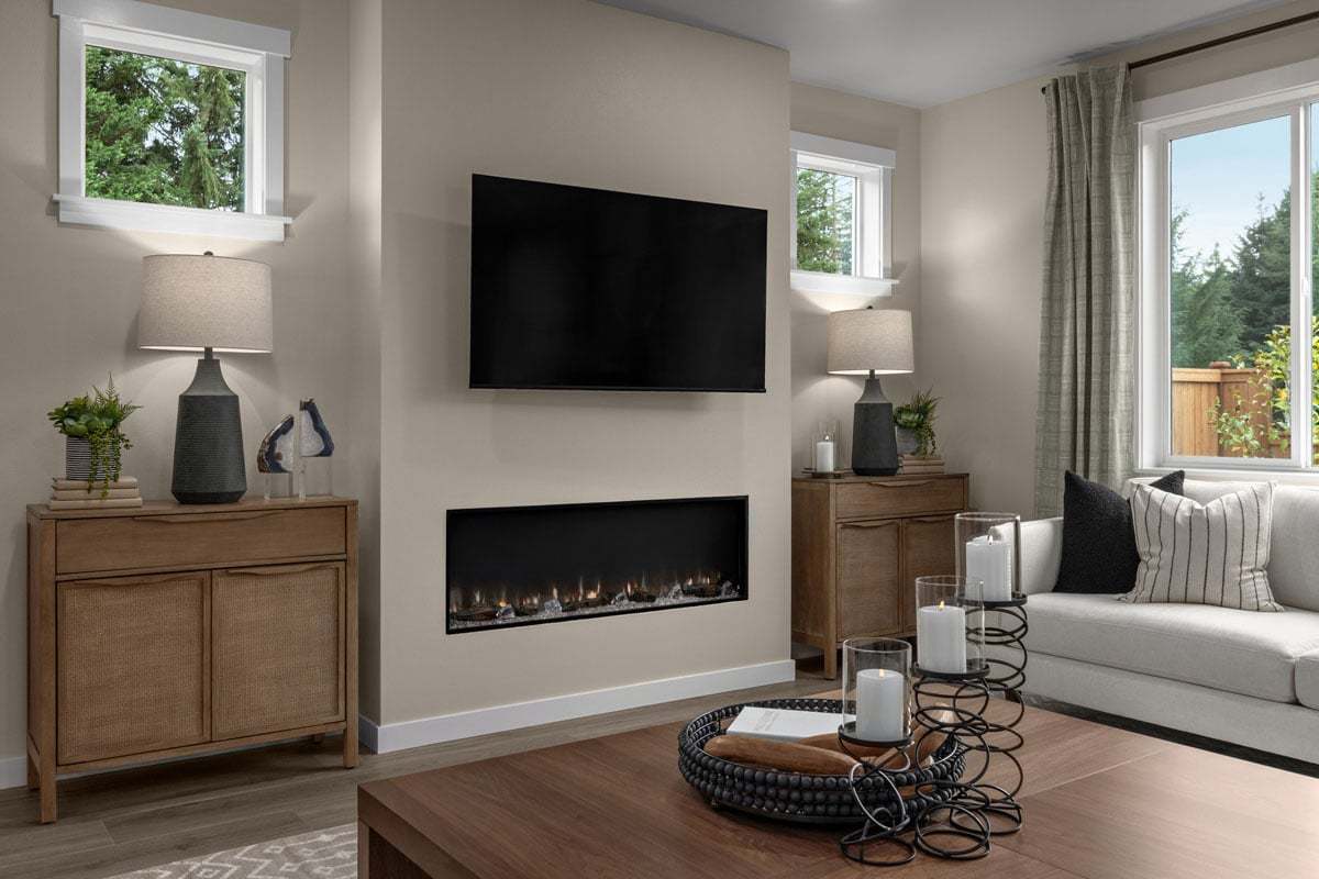 Plan 2330 Modeled - Electric fireplace at great room