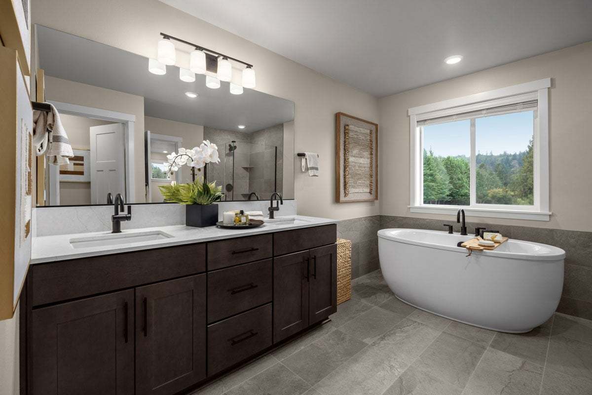 Plan 2330 Modeled - Dual-sink vanity at primary bath