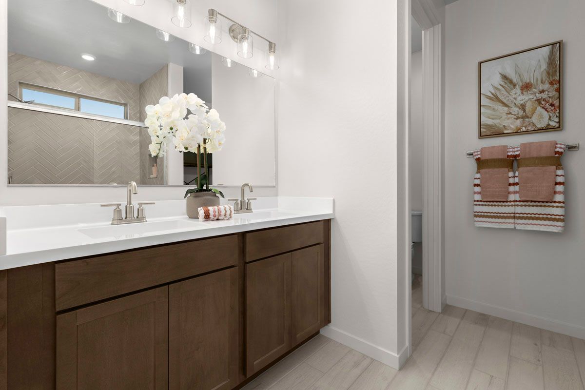 Plan 1849 Modeled - Dual-sink vanity at primary bath