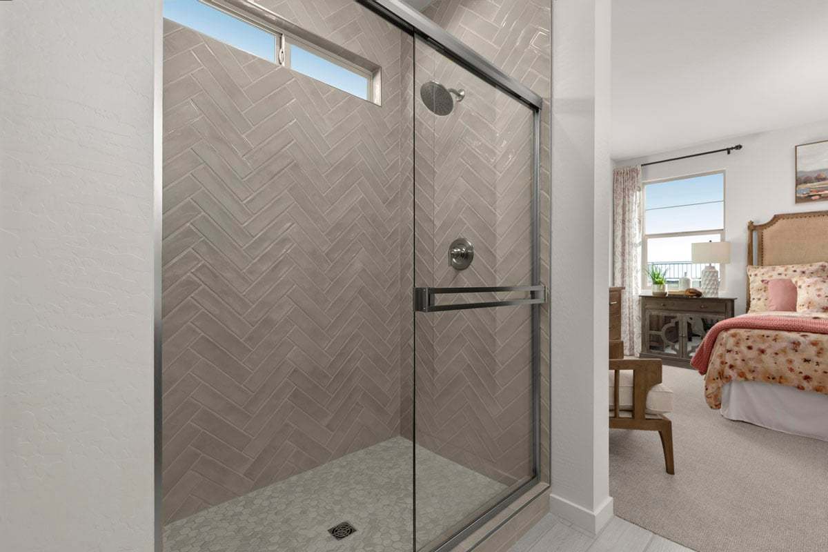 Plan 1849 Modeled - Walk-in shower at primary bath