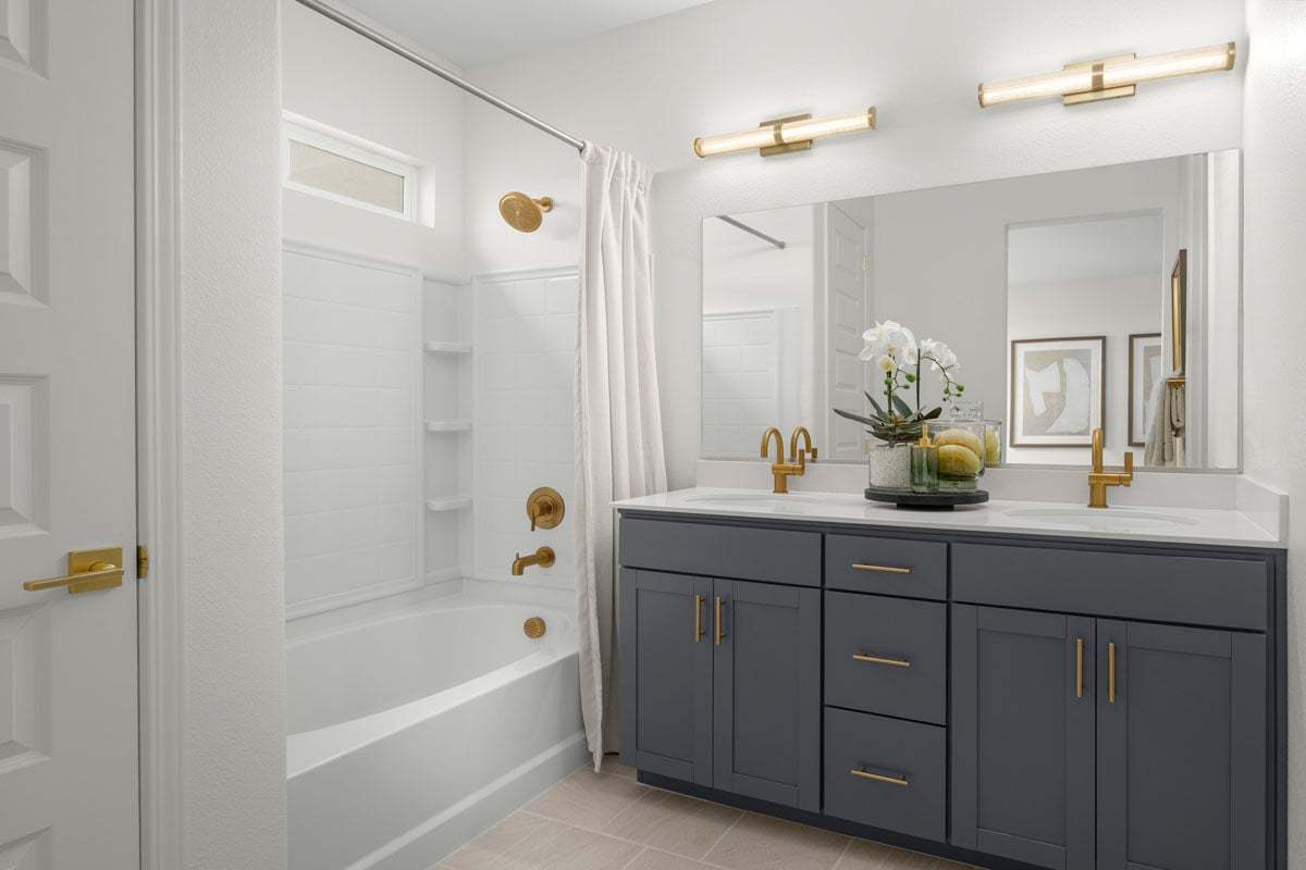 Plan 1860 Modeled - Dual-sink vanity at primary bath