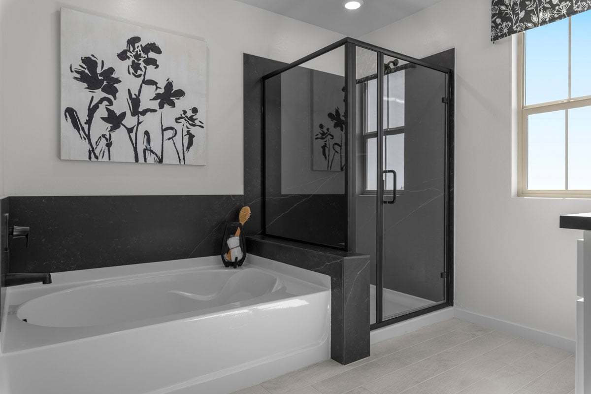Plan 2383 Modeled - Tub and separate shower at primary bath