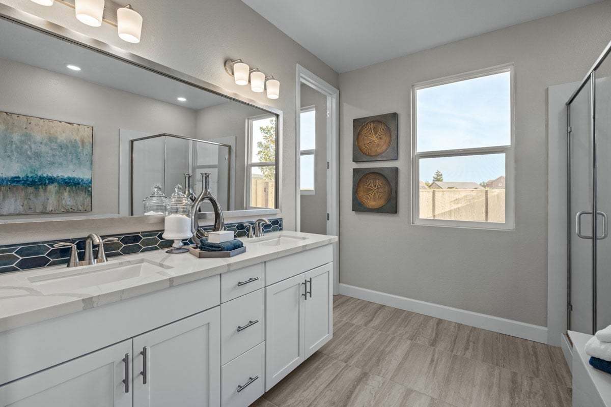 Plan 2161 Modeled - Dual-sink vanity at primary bath