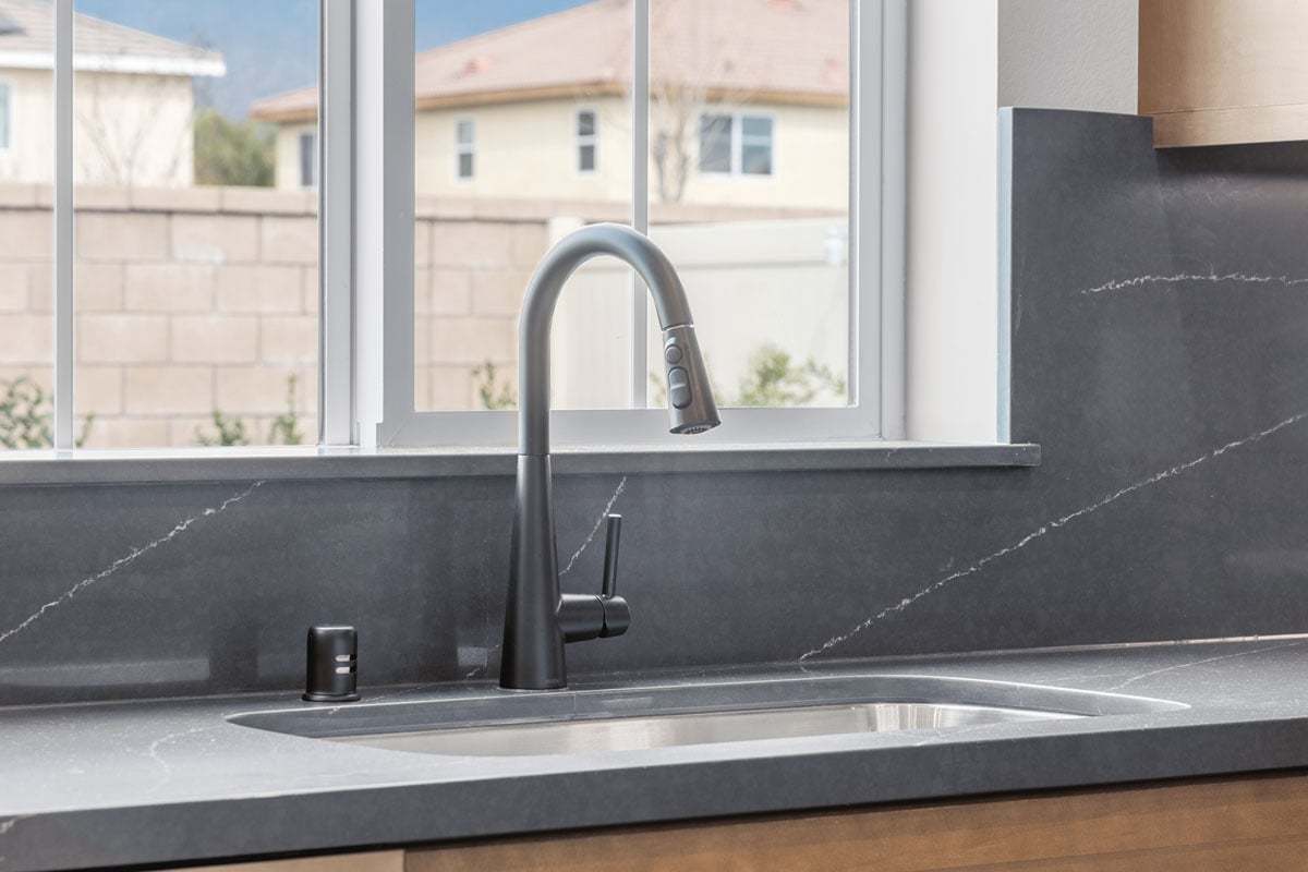 Plan 2545 Modeled - Optional pulldown stainless steel faucet