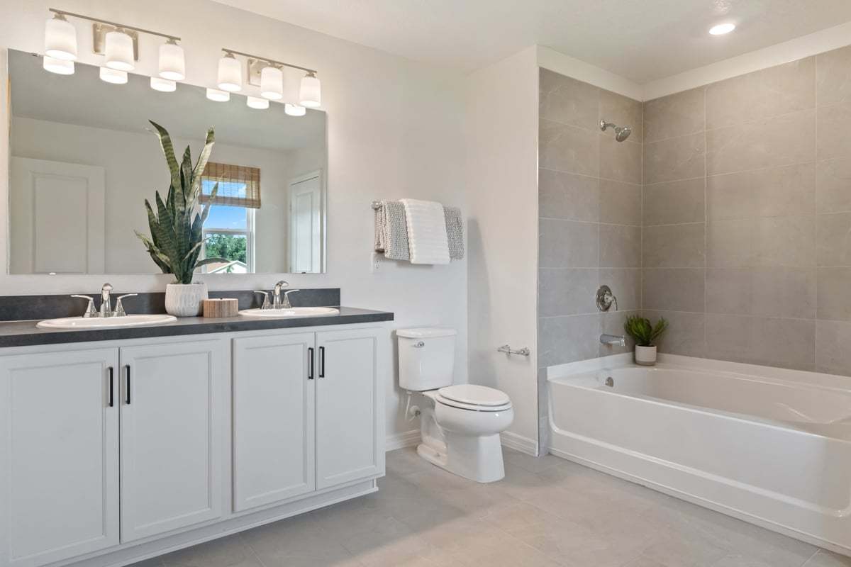 Plan 2566 Modeled - Dual-sink vanity at primary bath