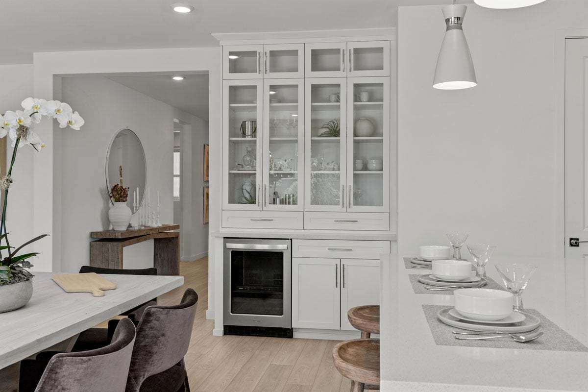 Plan 2140 Modeled - Curio cabinet and beverage center