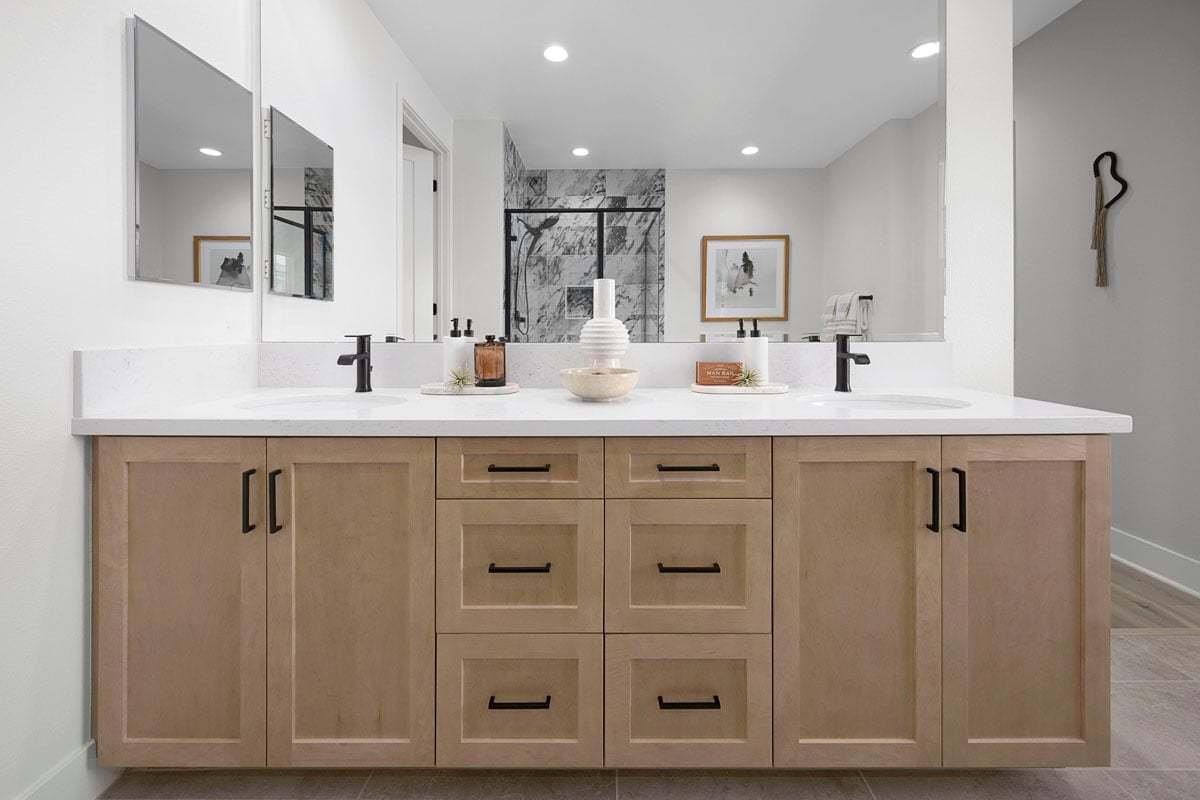 Plan 2620 Modeled - Dual-sink vanity at primary bath
