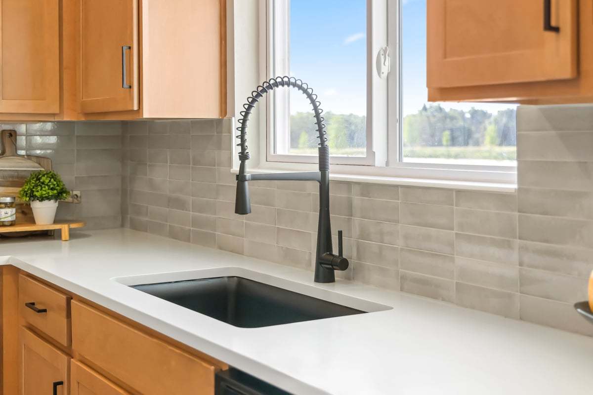 Plan 2566 Modeled - Matte black kitchen faucet
