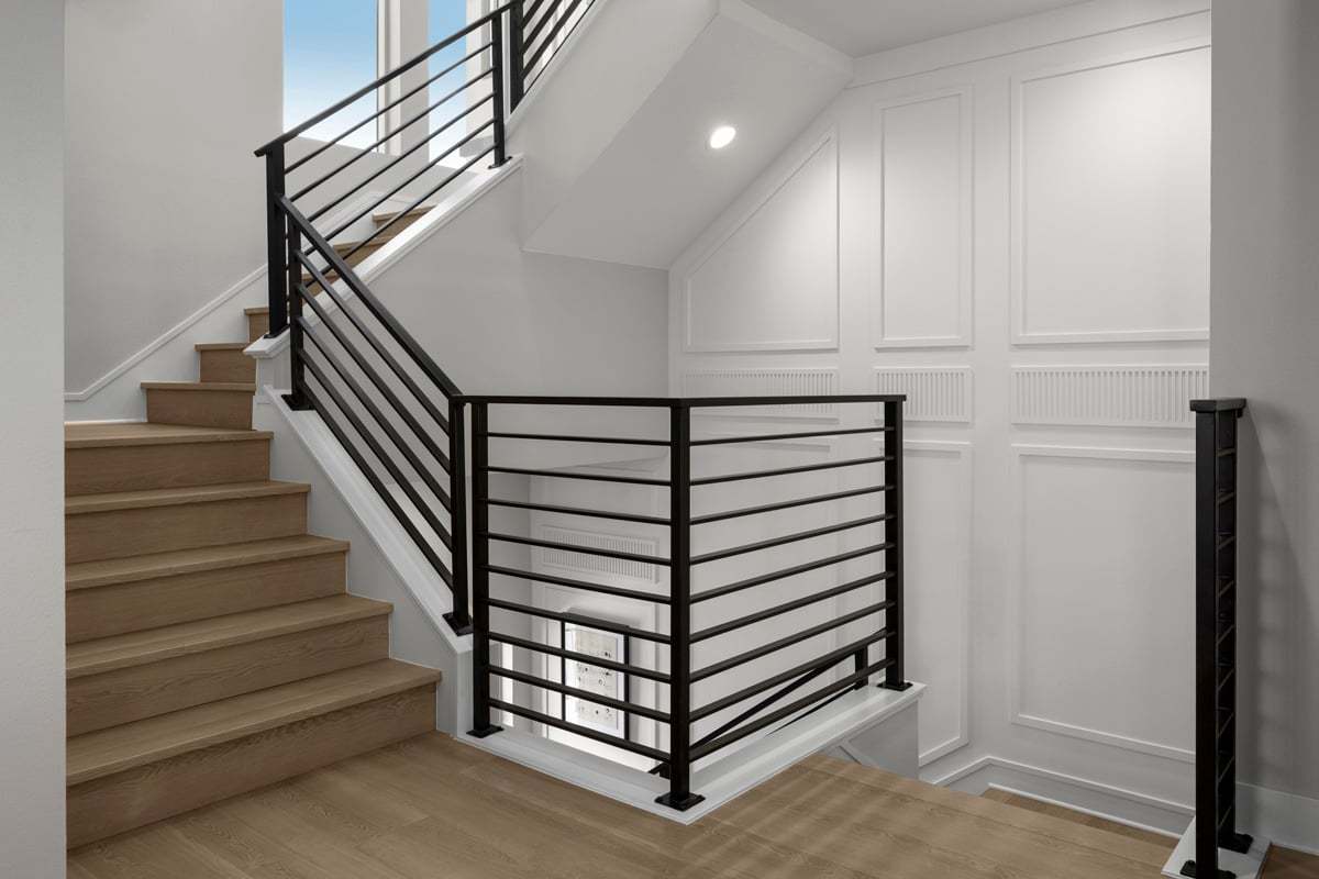 Plan 2638 Modeled - Optional wrought-iron stair rail system
