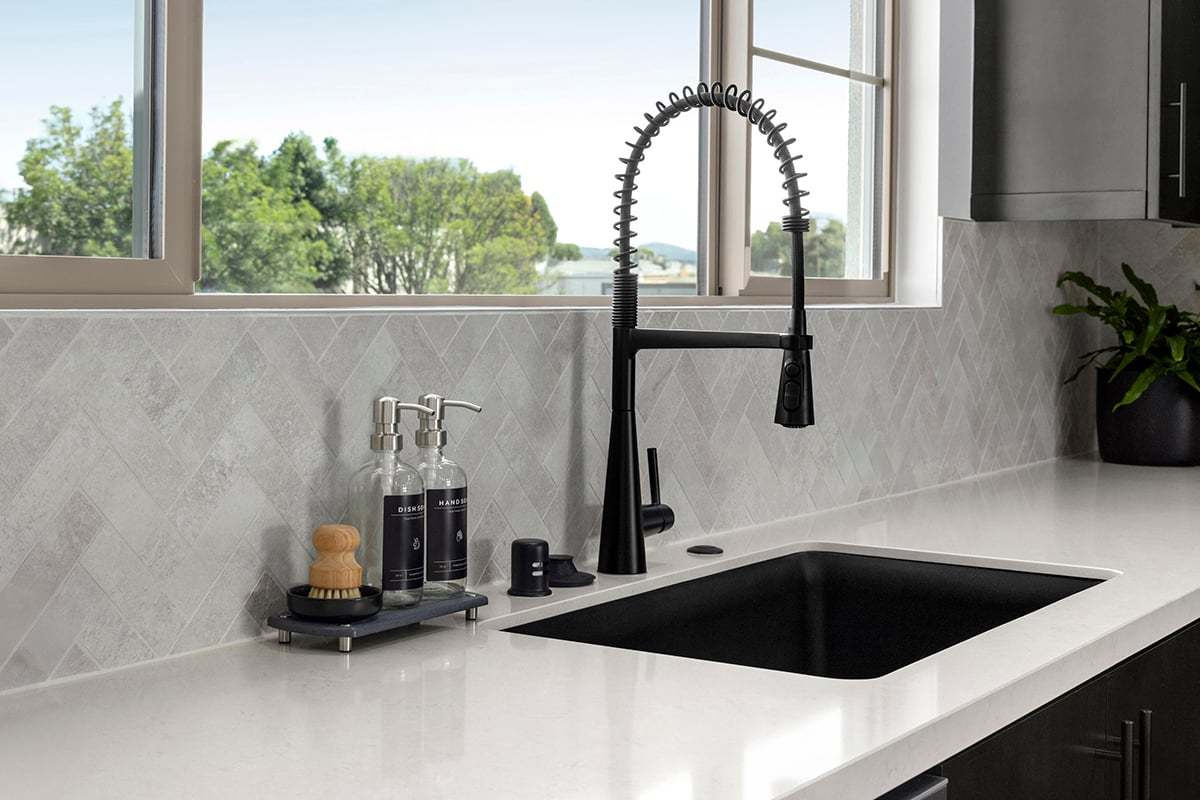 Plan 1603 Modeled - Single-basin undermount kitchen sink and tile backsplash