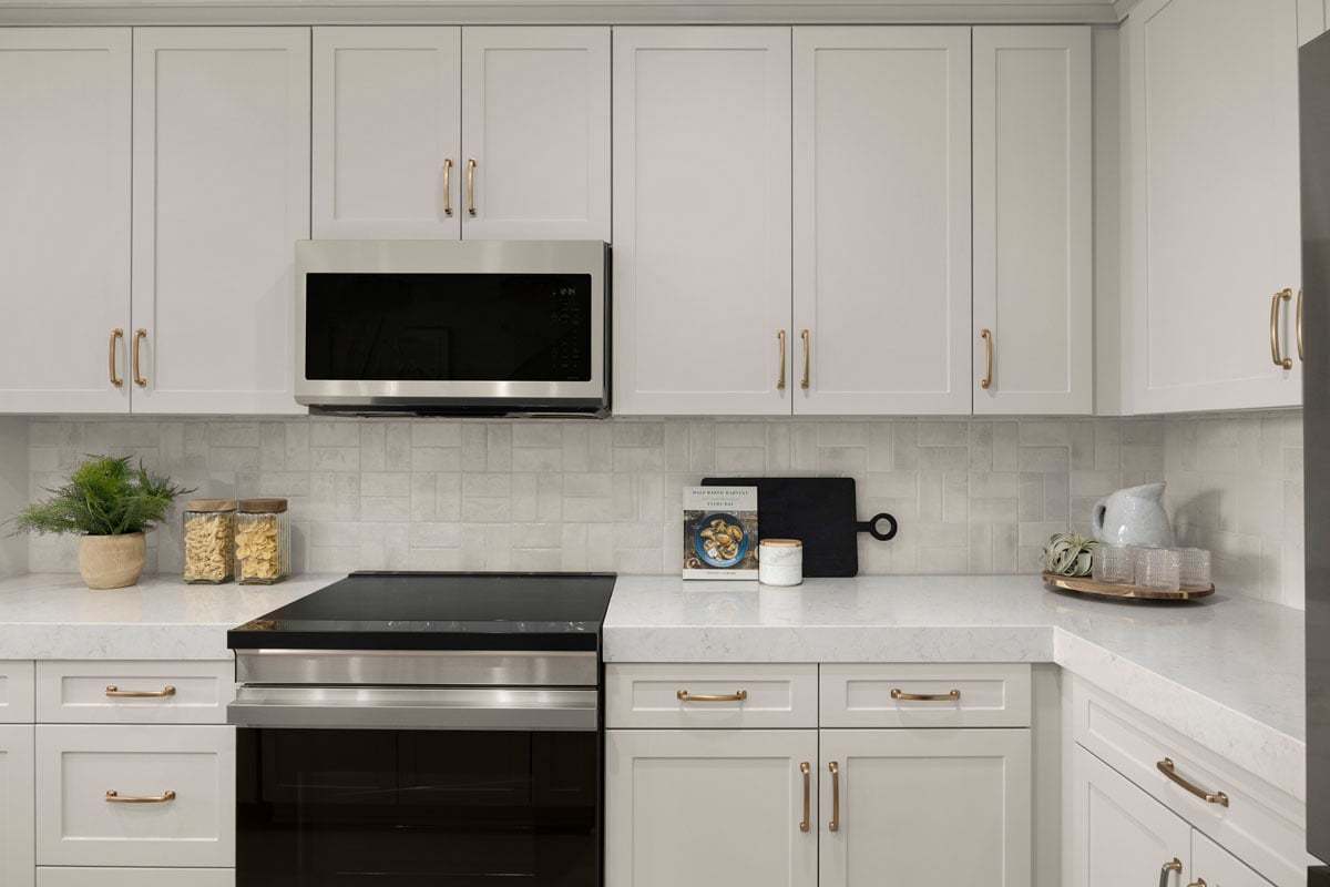 Plan 1387 Modeled - Optional quartz countertops with custom tile backsplash