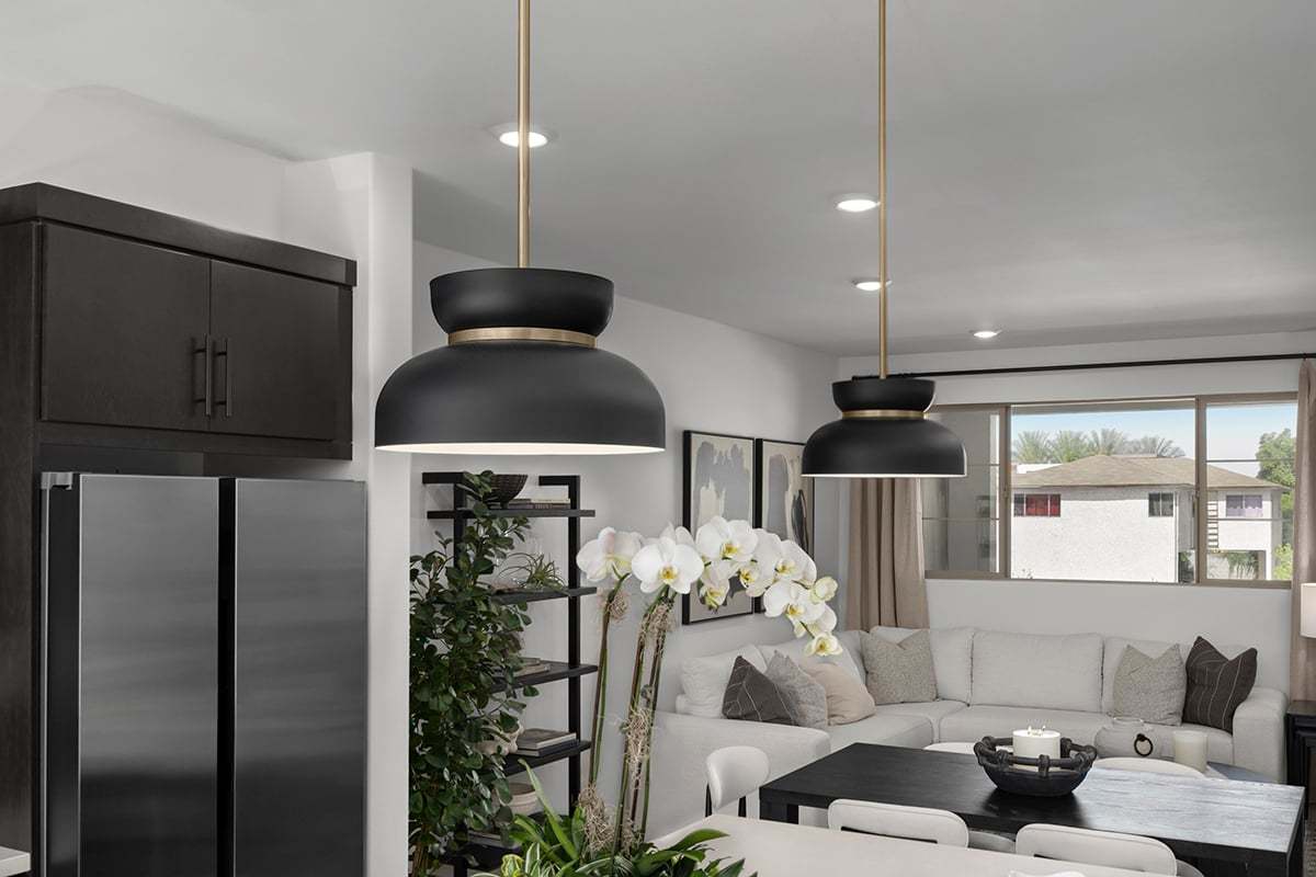 Plan 1603 Modeled - Pendant lighting over island