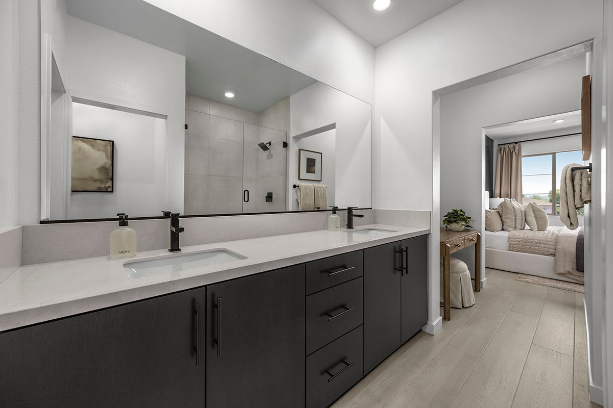 Plan 1603 Modeled - Dual-sink vanity at primary bath
