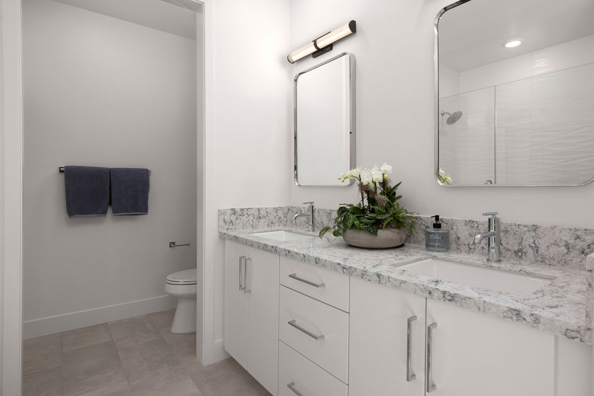 Plan 1706 Modeled - Dual-sink vanity at primary bath