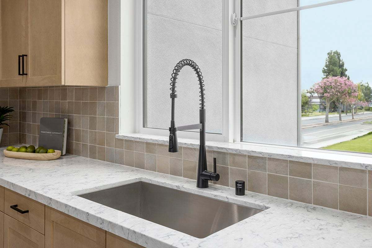 Plan 1630 Modeled - Optional matte black kitchen faucet
