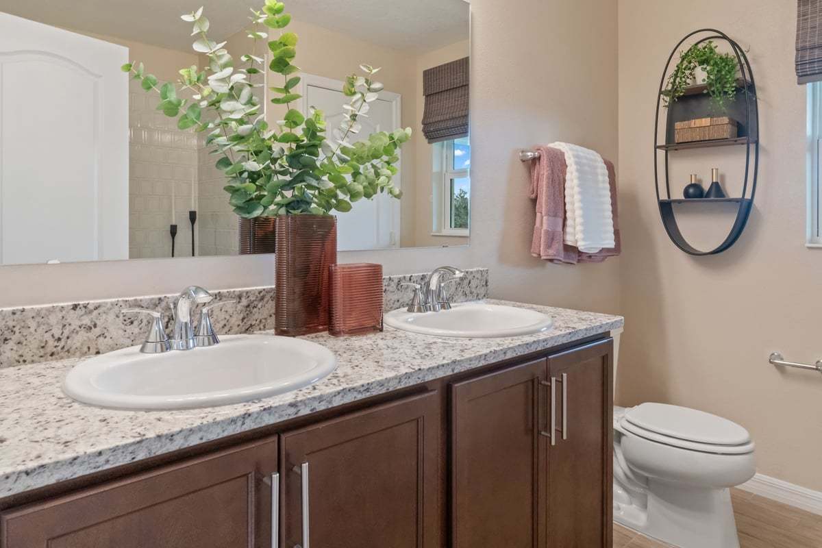 Plan 1637 Modeled - Dual-sink vanity at primary bath