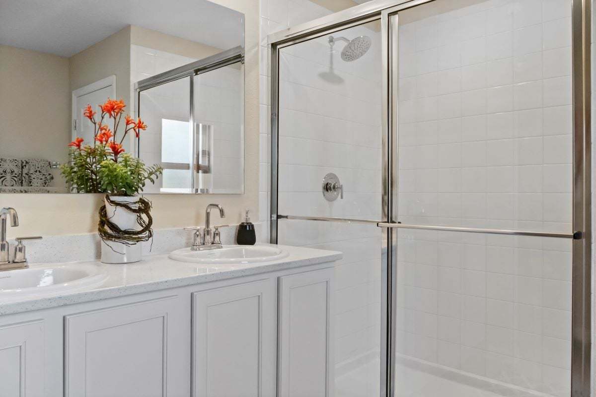 Plan 1618 Modeled - Dual-sink vanity at primary bath