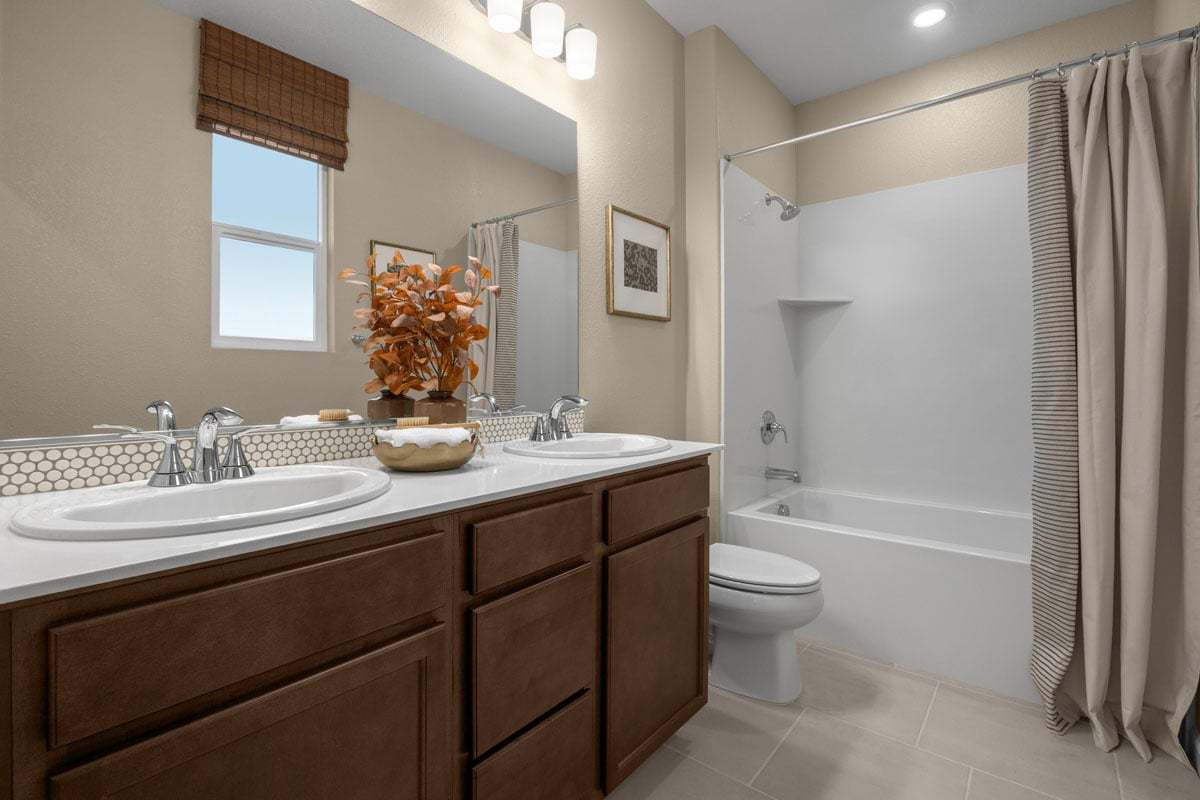 Plan 1468 Modeled - Dual-sink vanity at primary bath