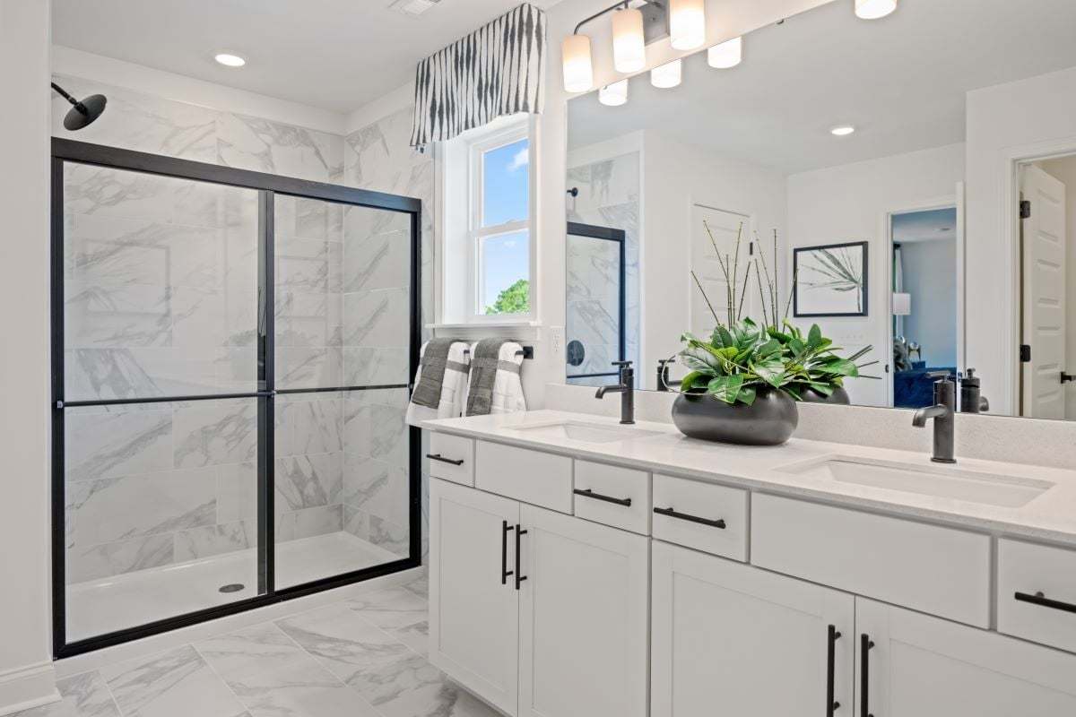 Plan 2328 Modeled - Optional walk-in shower with tile surround at primary bath