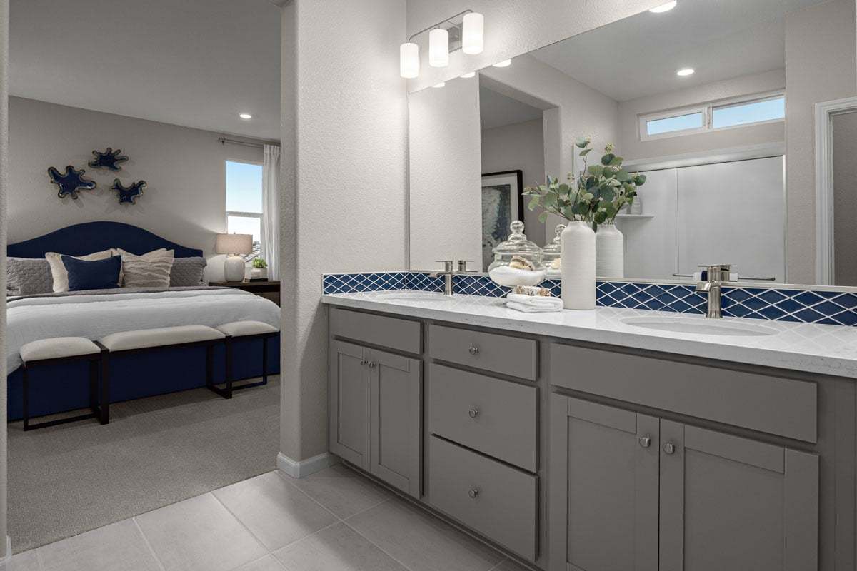 Plan 1751 Modeled - Dual-sink vanity at primary bath