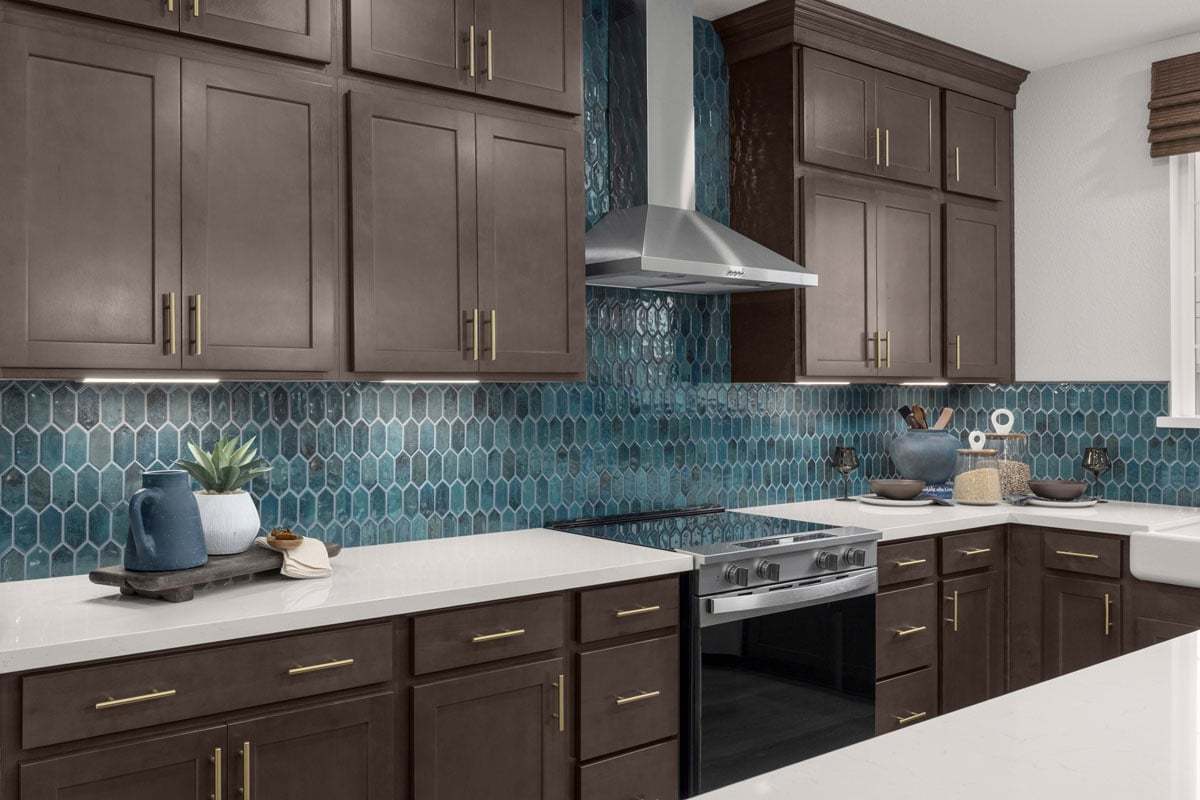 Plan 2422 Modeled - Decorative tile kitchen backsplash