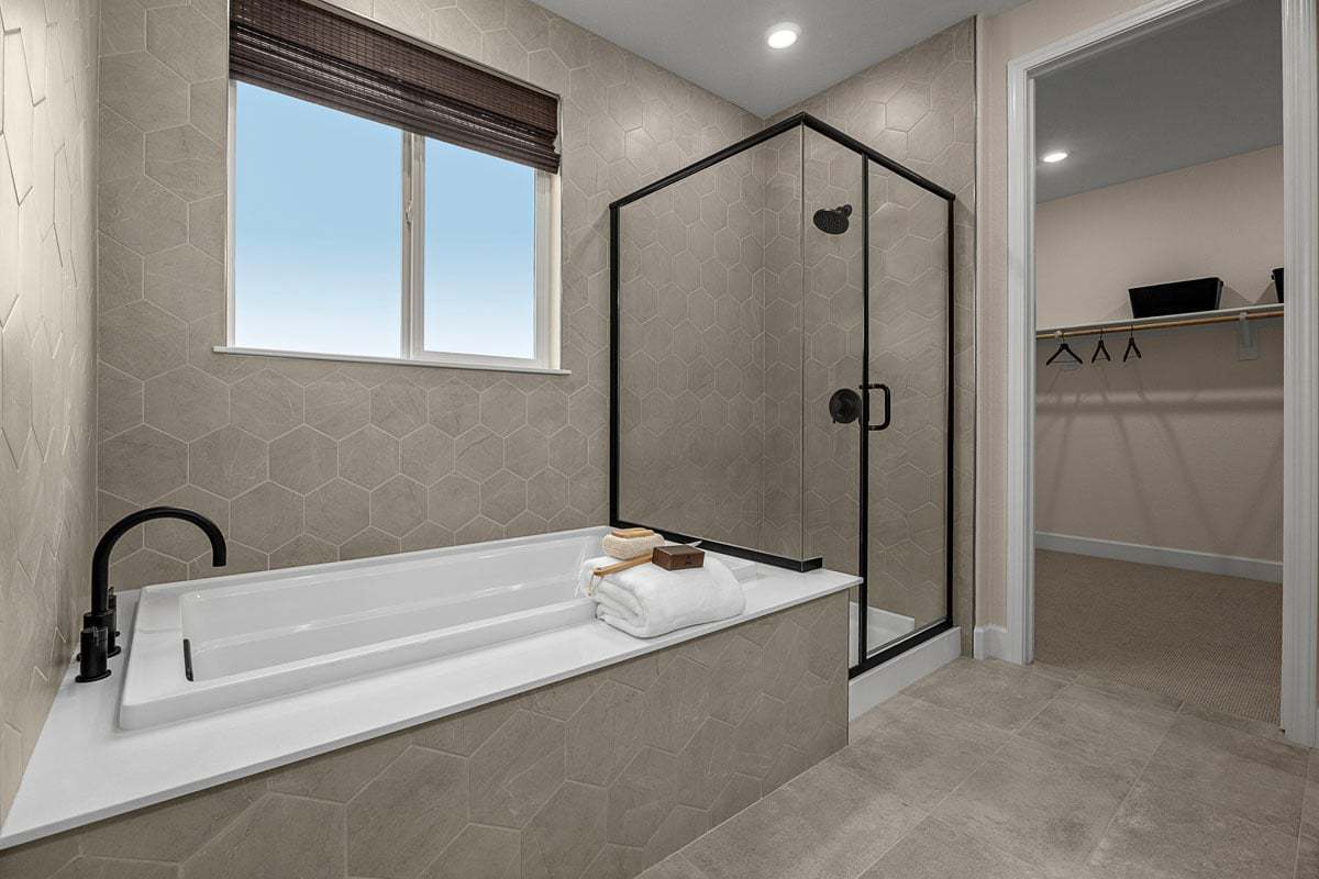 Plan 2069 Modeled - Soaking tub and separate walk-in shower at primary bath