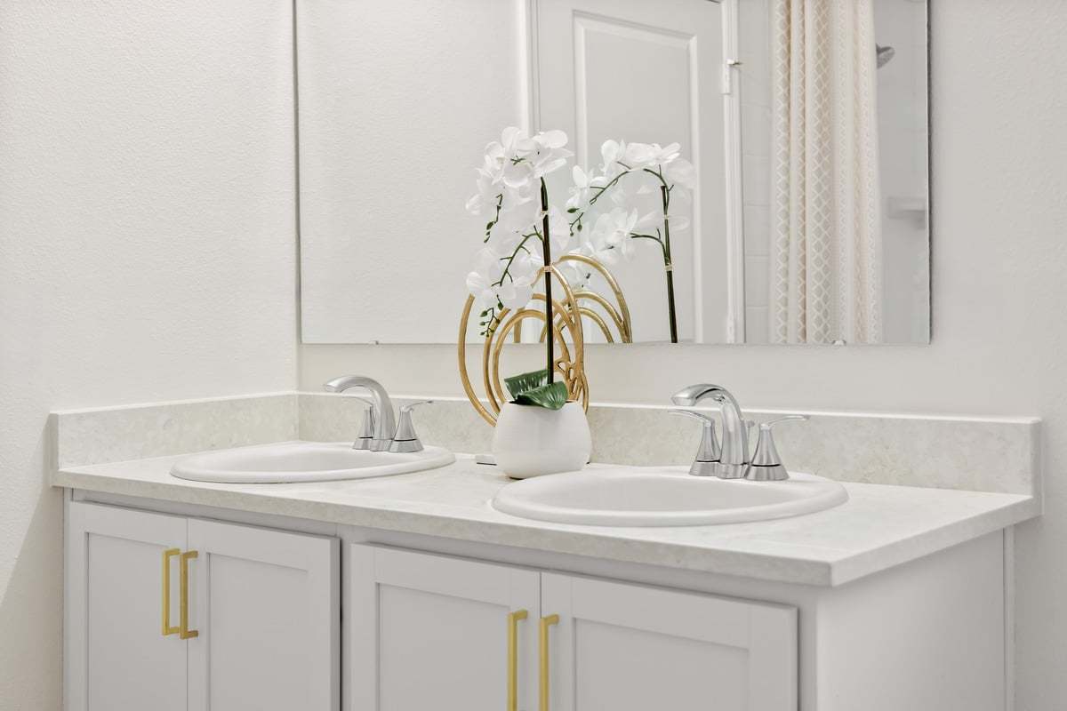Plan 1501 Modeled - Dual-sink vanity at primary bath