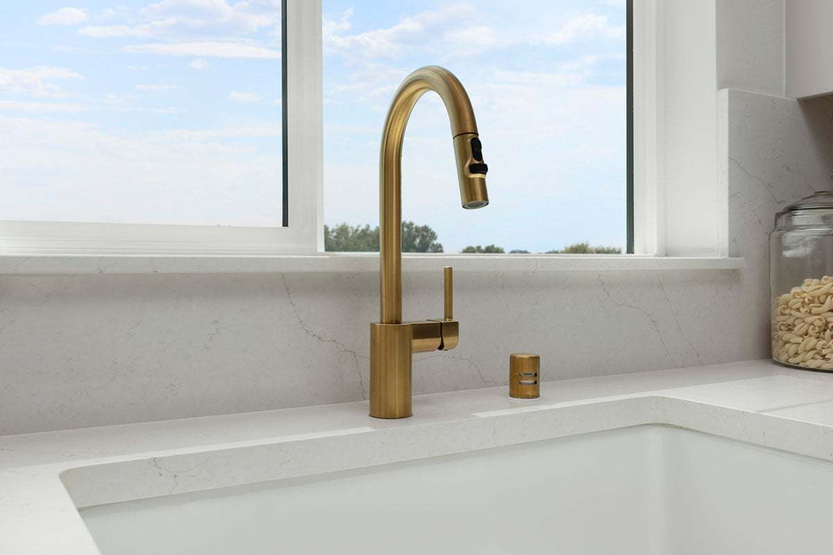 Plan 1403 Modeled - Optional brushed gold kitchen faucet