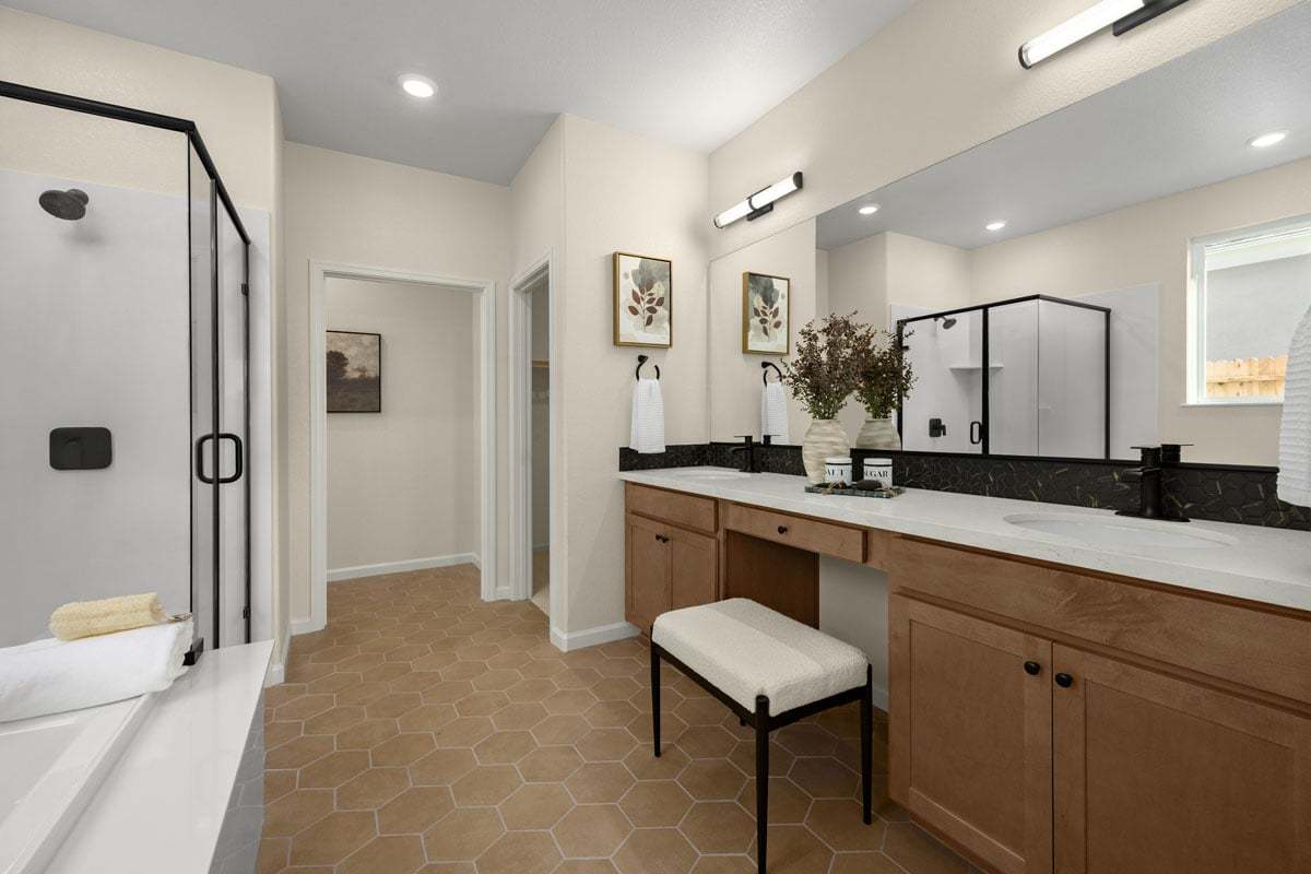 Plan 2190 Modeled - Dual-sink vanity at primary bath