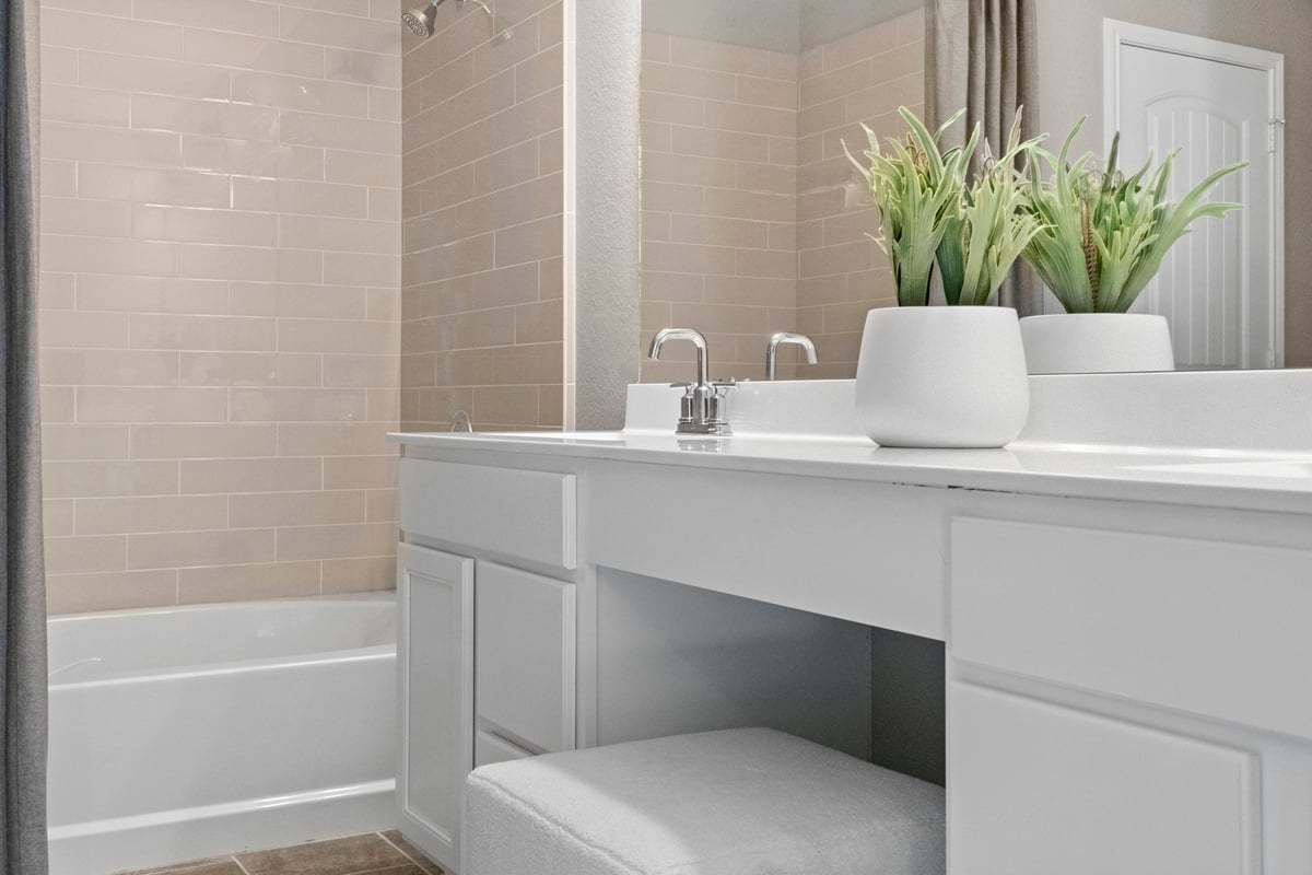 Plan 2100 - Extended cabinet at primary bath