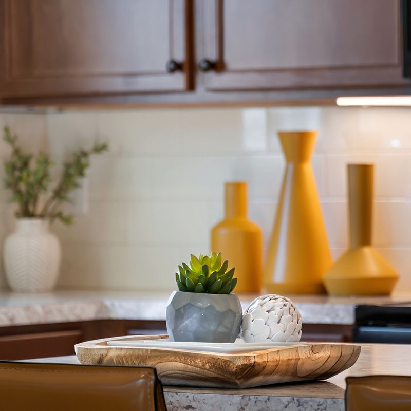 Kitchen island with granite countertop