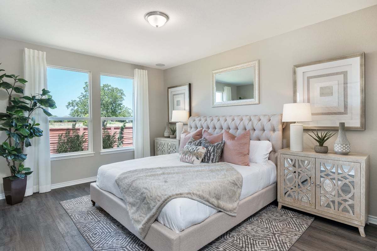 Plan 1549 Primary Bedroom as modeled at Deer Crest