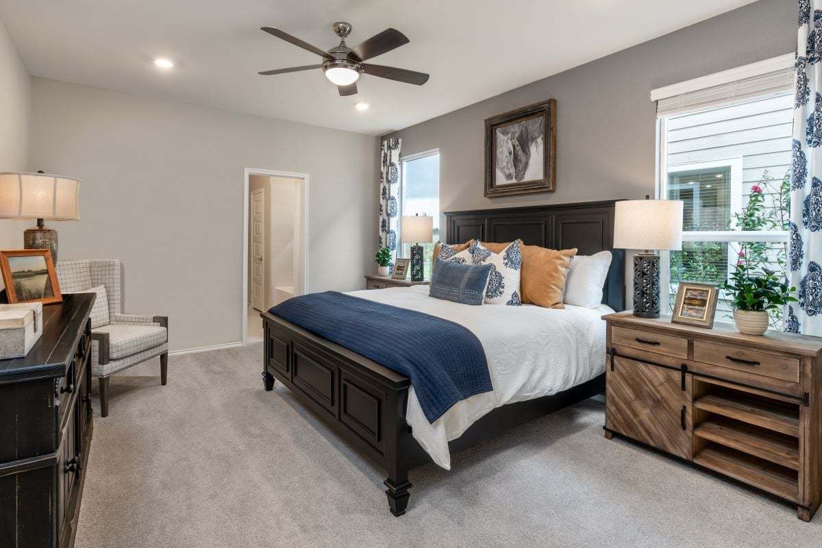 Plan 2509 Primary Bedroom as modeled at Berry Springs