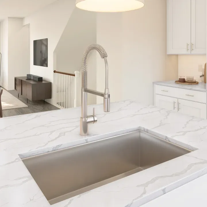 Kitchen with stainless steel undermount sink