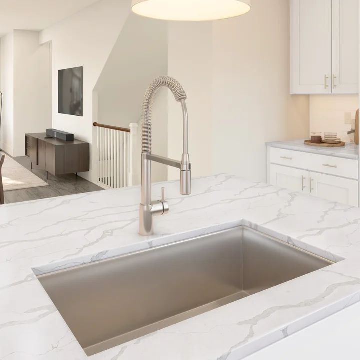 Kitchen with stainless steel undermount sink
